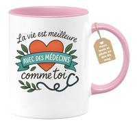 quotedazur Café-Croissant - Mug La Vie Est Meilleure Avec Des Médecins Comme Toi, Un Message Spécial - Rose/céramique