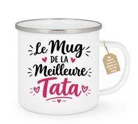 quotedazur Café-Croissant - Mug Le Mug De La Meilleure Tata - Blanc/Emaille | Mug céramique personnalisable pour tata, cadeau parfait