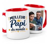quotedazur Café-Croissant - Mug Meilleur Papi Du Monde - Rouge/Céramique | Mug en céramique, idéal pour le bureau ou la maison, design sobre et élégant.