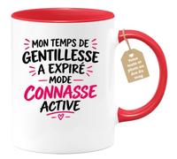 quotedazur Café-Croissant - Mug Mode Connasse Active - Rouge/Céramique | Mug humoristique pour ceux qui revendiquent leur côté sarcastique