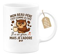 quotedazur Café-Croissant - Mug Mon Beau-père, Comme Le Café, Un Grain D'éclat Que J'adore Infiniment - Blanc/céramique