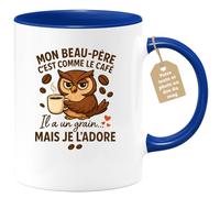 quotedazur Café-Croissant - Mug Mon Beau-père, Comme Le Café, Un Grain D'éclat Que J'adore Infiniment - Bleu/céramique