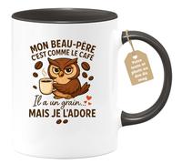 quotedazur Café-Croissant - Mug Mon Beau-père, Comme Le Café, Un Grain D'éclat Que J'adore Infiniment - Noir/céramique