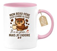 quotedazur Café-Croissant - Mug Mon Beau-père, Comme Le Café, Un Grain D'éclat Que J'adore Infiniment - Rose/céramique
