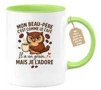quotedazur Café-Croissant - Mug Mon Beau-père, Comme Le Café, Un Grain D'éclat Que J'adore Infiniment - Vert/céramique