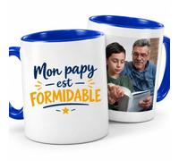 quotedazur Café-Croissant - Mug Mon Papy Est Formidable - Bleu/Céramique | Mug avec phrase amusante pour les grands-pères formidables