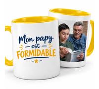 quotedazur Café-Croissant - Mug Mon Papy Est Formidable - Jaune/Céramique | Mug avec phrase amusante pour les grands-pères formidables