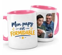 quotedazur Café-Croissant - Mug Mon Papy Est Formidable - Rose/Céramique | Mug avec phrase amusante pour les grands-pères formidables
