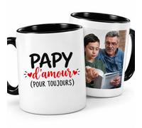 quotedazur Café-Croissant - Mug Papy D'amour Pour Toujours - Noir/Céramique | Mug cadeau pour Papy, design 'Papy d'amour'