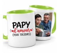 quotedazur Café-Croissant - Mug Papy D'amour Pour Toujours - Vert/Céramique | Mug cadeau pour Papy, design 'Papy d'amour'