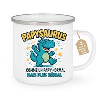 quotedazur Café-Croissant - Mug Papysaurus : Un Grand-père Normal Mais Bien Plus Génial - Blanc/emaille