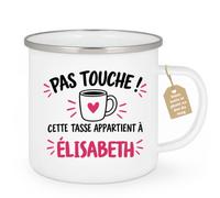 quotedazur Café-Croissant - Mug Pas Touche Tasse Élisabeth - Blanc/Emaille | Propriétaire exclusive: tasse réservée à Élisabeth