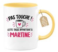 quotedazur Café-Croissant - Mug Pas Touche Tasse Martine - Jaune/Céramique | Propriétaire exclusive: tasse réservée à Martine