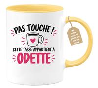quotedazur Café-Croissant - Mug Pas Touche Tasse Odette - Jaune/Céramique | Propriétaire exclusive: tasse réservée à Odette