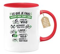 quotedazur Café-Croissant - Mug Passionné De Vélo - Rouge/Céramique | Mug pour passionnés de vélo, idéal pour les cyclistes.