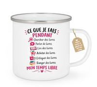 quotedazur Café-Croissant - Mug Passionnés De Livres - Blanc/Emaille | Mug affichant une passion pour les livres, idéal pour amateurs de lecture