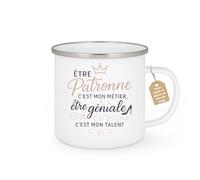 quotedazur Café-Croissant - Mug Personnalisable Texte Photo Être Patronne C'Est Mon Métier Être Géniale C'Est Mon Talent - Cadeau Noël Tasse Patronne Anniversaire - Blanc/Emaillé