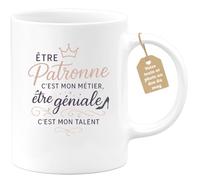 quotedazur Café-Croissant - Mug Personnalisable Texte Photo Être Patronne C'Est Mon Métier Être Géniale C'Est Mon Talent - Cadeau Noël Tasse Patronne Anniversaire - Blanc/Céramique