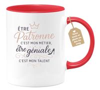 quotedazur Café-Croissant - Mug Personnalisable Texte Photo Être Patronne C'Est Mon Métier Être Géniale C'Est Mon Talent - Cadeau Noël Tasse Patronne Anniversaire - Rouge/Céramique