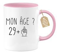 quotedazur Café-Croissant - Mug Personnalisable Texte Photo Humour Anniversaire 30 Ans Mon Âge Doigt Honneur - Cadeau Noël Original Trentenaire Tasse 1995 Homme Femme - Rose/Céramique