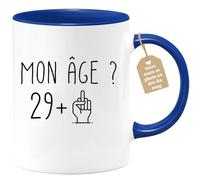 quotedazur Café-Croissant - Mug Personnalisable Texte Photo Humour Anniversaire 30 Ans Mon Âge Doigt Honneur - Cadeau Noël Original Trentenaire Tasse 1995 Homme Femme - Bleu/Céramique