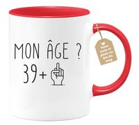 quotedazur Café-Croissant - Mug Personnalisable Texte Photo Humour Anniversaire 40 Ans Mon Âge Doigt Honneur - Cadeau Noël Original Quarantenaire Homme Femme Tasse 1985 - Rouge/Céramique