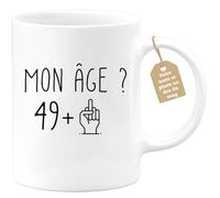quotedazur Café-Croissant - Mug Personnalisable Texte Photo Humour Anniversaire 50 Ans Mon Âge Doigt Honneur - Cadeau Noël Original Cinquantenaire Tasse 1976 Homme Femme - Blanc/Céramique