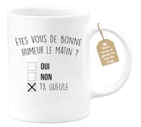 quotedazur Café-Croissant - Mug Personnalisable Texte Photo Humour Êtes- Vous De Bonne Humeur Le Matin Oui Non - Cadeau Noël Original Drôle Anniversaire Tasse Collègue Homme Femme - Blanc/Céramique
