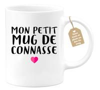 quotedazur Café-Croissant - Mug Personnalisable Texte Photo Humour Mon Petit Mug De Connasse - Tasse Humoristique Femme Cadeau Noël Original Râleuse Chiante - Blanc/Céramique