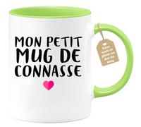 quotedazur Café-Croissant - Mug Personnalisable Texte Photo Humour Mon Petit Mug De Connasse - Tasse Humoristique Femme Cadeau Noël Original Râleuse Chiante - Vert/Céramique