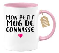 quotedazur Café-Croissant - Mug Personnalisable Texte Photo Humour Mon Petit Mug De Connasse - Tasse Humoristique Femme Cadeau Noël Original Râleuse Chiante - Rose/Céramique