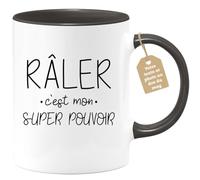quotedazur Café-Croissant - Mug Personnalisable Texte Photo Humour Râler C'Est Mon Super Pouvoir - Cadeau Noël Original Drôle Tasse Femme Râleuse - Noir/Céramique