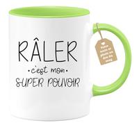 quotedazur Café-Croissant - Mug Personnalisable Texte Photo Humour Râler C'Est Mon Super Pouvoir - Cadeau Noël Original Drôle Tasse Femme Râleuse - Vert/Céramique
