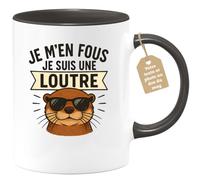quotedazur Café-Croissant - Mug Personnalisable Texte Photo Je M'En Fous, Suis Une Loutre Phrase Et Décalée Cadeau Tasse Amusante Pour Noël Femme - Noir/Céramique