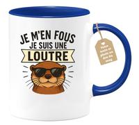 quotedazur Café-Croissant - Mug Personnalisable Texte Photo Je M'En Fous, Suis Une Loutre Phrase Et Décalée Cadeau Tasse Amusante Pour Noël Femme - Bleu/Céramique