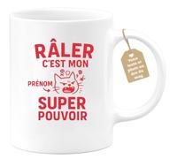 quotedazur Café-Croissant - Mug Personnalisable Texte Photo Râler Prénom C’Est Mon Super Pouvoir Cadeau Tasse Pour Noël Râleuse Au - Blanc/Céramique
