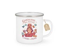 quotedazur Café-Croissant - Mug Personnalisable Texte Photo Tasse Cadeau Femme Noël Gardienne Des Potins Et Reine Du Palier - Blanc/Emaillé