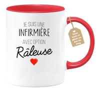 quotedazur Café-Croissant - Mug Personnalisable Texte Photo Tasse Cadeau Femme Original Humour Noël Je Suis Une Infirmière Avec Option Râleuse - Rouge/Céramique