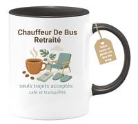 quotedazur Café-Croissant - Mug Personnalisable Texte Photo Tasse Cadeau Homme Noël Chauffeur De Bus Retraité Seuls Trajets Acceptés Café Et Tranquillité - Noir/Céramique