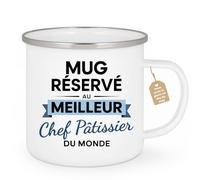 quotedazur Café-Croissant - Mug Personnalisable Texte Photo Tasse Cadeau Homme Noël Mug Réservé Au Meilleur Chef Pâtissier Du Monde - Blanc/Emaillé