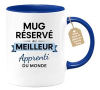 quotedazur Café-Croissant - Mug Personnalisable Texte Photo Tasse Cadeau Homme Noël Mug Réservé Au Meilleur Apprenti Du Monde - Bleu/Céramique