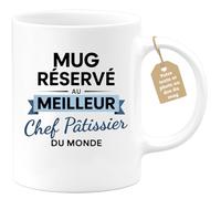quotedazur Café-Croissant - Mug Personnalisable Texte Photo Tasse Cadeau Homme Noël Mug Réservé Au Meilleur Chef Pâtissier Du Monde - Blanc/Céramique