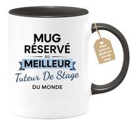 quotedazur Café-Croissant - Mug Personnalisable Texte Photo Tasse Cadeau Homme Noël Mug Réservé Au Meilleur Tuteur De Stage Du Monde - Noir/Céramique