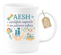 quotedazur Café-Croissant - Mug Personnalisable Texte Photo Tasse Cadeau Noël Aesh Certifiée Experte En Patience Infinie - Blanc/Céramique