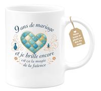 quotedazur Café-Croissant - Mug Personnalisable Texte Photo Tasse Cadeau Noël Anniversaire 9 Ans De Mariage Et Je Brille Encore C'Est Ça La Magie De La Faïence - Blanc/Céramique