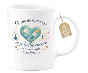 quotedazur Café-Croissant - Mug Personnalisable Texte Photo Tasse Cadeau Noël Anniversaire 9 Ans De Mariage Et Je Brille Encore C'Est Ça La Magie De La Faïence - Blanc/Céramique
