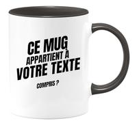 quotedazur Café-Croissant - Mug Personnalisable Texte Photo Tasse Cadeau Noël Ce Mug Appartient À Moi Compris - Noir/Céramique