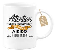 quotedazur Café-Croissant - Mug Personnalisable Texte Photo Tasse Cadeau Noël Cette Personne Peut Parler De Aikido À Tout Moment - Blanc/Céramique
