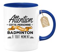quotedazur Café-Croissant - Mug Personnalisable Texte Photo Tasse Cadeau Noël Cette Personne Peut Parler De Badminton À Tout Moment - Bleu/Céramique