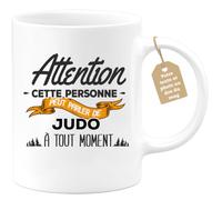quotedazur Café-Croissant - Mug Personnalisable Texte Photo Tasse Cadeau Noël Cette Personne Peut Parler De Judo À Tout Moment - Blanc/Céramique